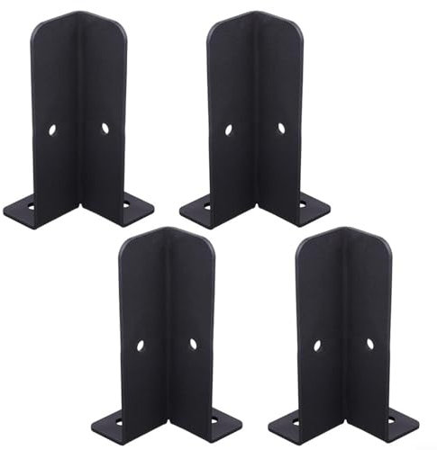 Lot de 4 supports d'ancrage réglables pour poteaux de terrasse de 3,8 x 3,8 cm, 5,1 x 5,1 cm, 5,1 x 10,2 cm, 10,2 x 10,2 cm, kit de poteaux de clôture en bois réversibles de 35 x 30 x 127 mm, supports