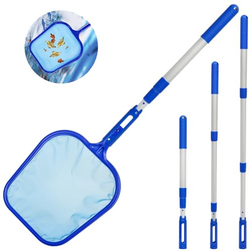 Epesl Retino per Piscina - Schiumatoi per Piscina con Asta Telescopica in Alluminio da 90-141 cm per la Pulizia delle Foglie della Piscina, Rete Fine per la Pulizia Piscina Skimmer per Fontana/Stagno