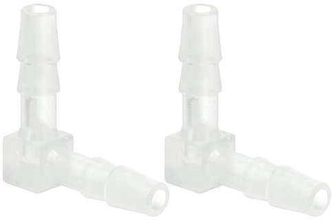 PATIKIL 0,16 Raccord en coude à Barbe en Plastique, 2 Pack Raccords en L à Barbe Connecteur de jonction égal à 2 Voies Raccord de pour Aquarium Carburant gaz Liquide air