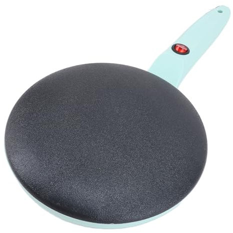 Crepera sin cable, Crepera Eléctrica Redonda de 8 Pulgadas Control automático de temperatura Placa antiadherente con bandeja, espátula de silicona y batidor de huevos (base