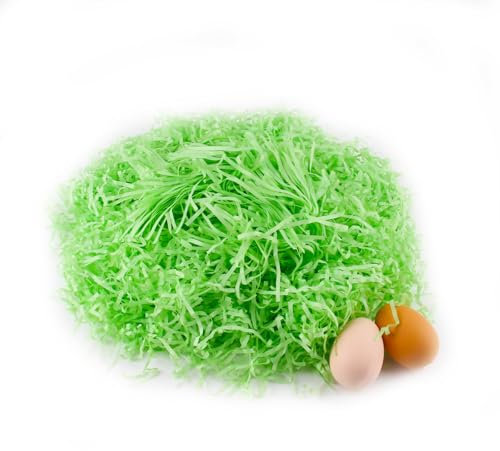 XIAQICA 300 g Herbe de Pâques Verte Papier DéChiqueté pour Deco Paques Matériau de Remplissage pour Panier de Pâques Papier Remplissage Cadeau