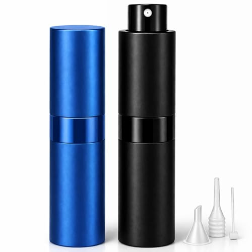 Genérico Atomizador Perfume Recargable 8ml Pack 2 Negro y Azul, Pulverizador de Viaje Antifugas con Vidrio Interior, Frasco para Colonia y Perfume – HKaizen