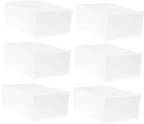 BATHVEVE Caja De Zapatos Apilable Transparente Tamaño Grande, Plástico Grueso, Contenedor para Guardar Zapatos, Puerta Clara, Adecuado para Armarios y Organización del Hogar, Pack De 6 Unidades