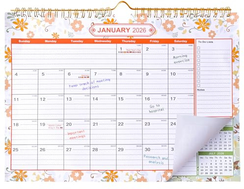 Wall Calendar 2026 UK,2026 Calendars Month to View January 2026 to December 2026 Family Calendar,A4 Monthly Wall Planner,Large Blocks,Thick Paper,30 x 21 cm,Perfect for Planning and Organizing