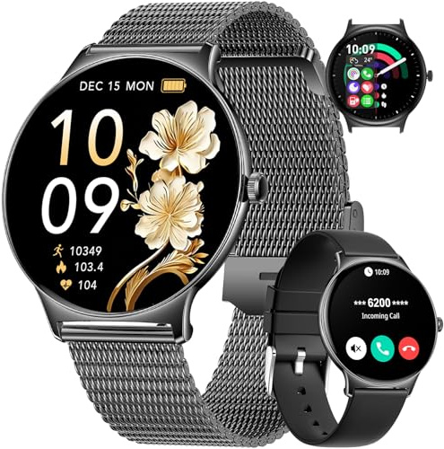 LIGE Montre Connectée Femme, 1.43 HD AMOLED Ultra-Fin Smartwatch avec Appel Bluetooth, Santé Au Féminin,Sommeil, Fréquence Cardiaque, Montre de Fitness 100+ Modes Sportifs, Podometre/Calories,IP68