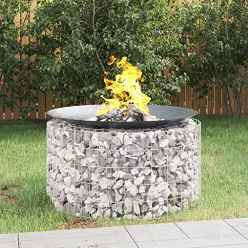 BARULUOAKLIFE Caminetto a Gabbione in Ferro Zincato Argento 100x50 cm per Grigliate Giardino e Patio, Struttura Stabile con Maglie 5x10 cm, Focolare Rotondo per Esterni con Diametro Filo