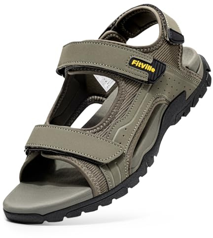 FitVille Sandales de Sport Homme Large Sandales Outdoor avec Fermeture à Scratch Antidérapantes Légère Chaussures de Randonnée Respirantes pour Été