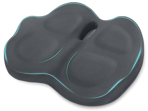 Retazly Cojín Coxis Ortopédico de Espuma Viscoelástica, Cojín Silla Oficina Ergonómico con Funda Lavable y Transpirable, Base Antideslizante, Alivio del Dolor Cojin Asiento, Gris
