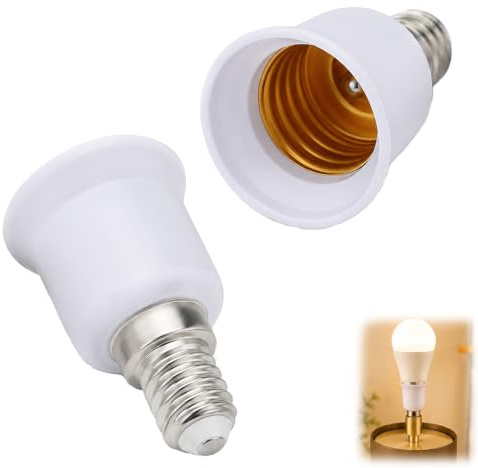2 stycken E14 till E27-lampadapter, uttagsadapter från liten gänga till stor gänga, sockelomvandlare för LED-lampor, glödlampor, halogen och CFL-lampor