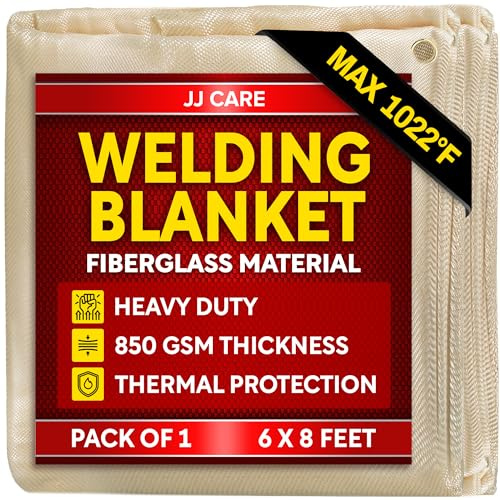 Welding Blanket - 6ft x 8ft, 850GSM Fiberglass Welding Blanket for Smokers with Brass Grommets, Heavy Duty Fireproof Welders Mat for Industrial, Smoker, Grill and Camping