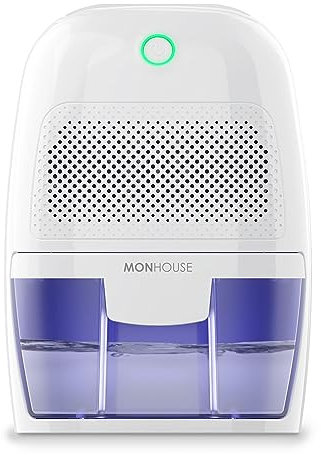 MONHOUSE Deumidificatore portatile, compatto e silenzioso, 600 ml, mini deumidificatore d'aria per casa, camera da letto, auto, ufficio, garage, roulotte e cantina, rimozione della muffa elettrico,