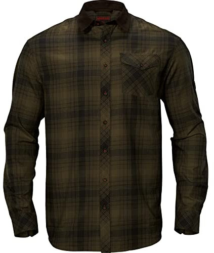 Härkila | Driven Hunt Flannel Hemd | Professionelle Jagd Kleidung & Jagd Zubehör für Herren & Damen | Skandinavische Qualität Made to Last | Olive Green Check, XXL