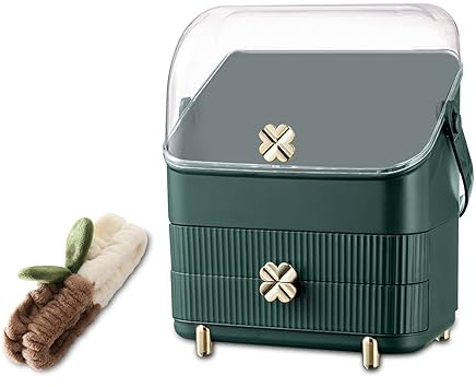 Galatée Organizador de Maquillaje, Cajas Almacenamiento, Multifunción para Cosméticos y Joyería, Lápices Labiales y Pinceles de Maquillaje (Verde)