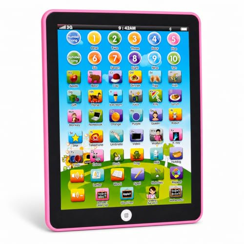 Kids Tablet -Learning Pad,with 6 Games to Learn Music/Words/Learning Letters / Alphabet,Education Tablet for Kids for Boys & Girls 3 Years Up (pink)