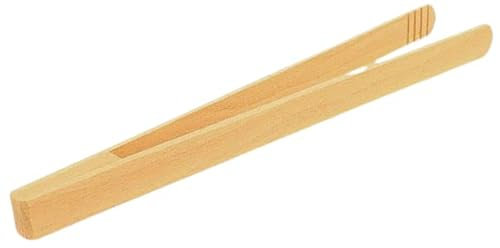 teemando® Marken Grillzange 40 cm aus Buchenholz für Wurst, Steaks und Gemüse. Die Bratwurst-Pinzette mit der Rillen-Fräsung