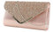Damen Glitzer Clutch Abendtasche Clutch Damen, Elegante Envelope Tasche Kettentasche Glänzend Handtasche für Wedding Prom Party (Rosa)