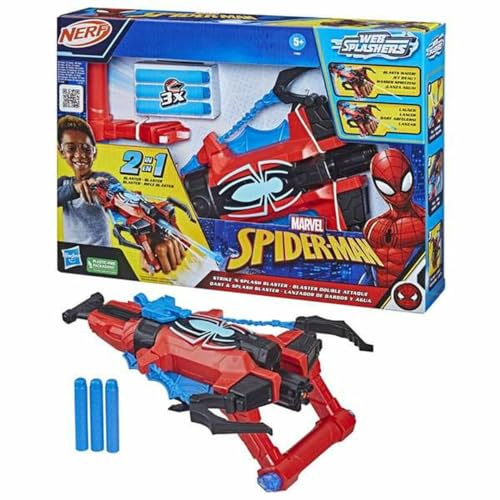 Marvel Spider-Man Dart & Splash Nerf Blaster, 2-in-1 Spielzeug, feuert Darts und spritzt Wasser, Action Toy für Kinder als Teil ihres Superhelden-Kostüms am Kindergeburtstag