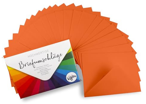 Kuvert C6 (114X162 mm) - 25 Stück - Orange - extra stabile Umschläge (120 g/m2) für Einladungen, Grußkarten, Geldgeschenke - Briefumschläge - Nassklebung ohne Fenster (Orange, 25 Stück)