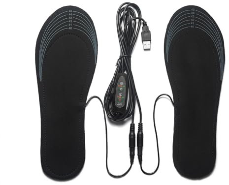 ohfruit Elektrisch Beheizte Einlegesohlen Schneidbar Temperaturregelung USB Heizung Einlegesohlen Fußwärmer für Erwachsene Outdoor Jagd Camping Skifahren B