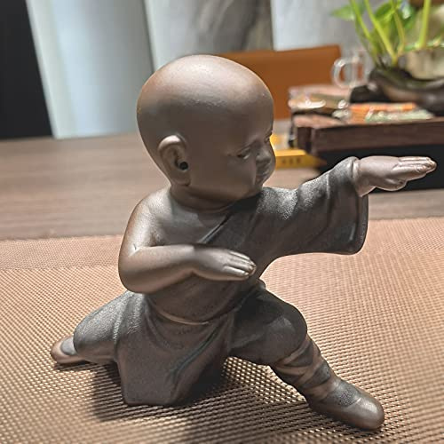 Cutfouwe Statue Buddha Monk Figura in Ceramica Kung Fu Buddha Figure Decorazioni, Ornamenti per Bambole Armeggiate Creative, Regalo, Artigianato Raffinato, Accessori per Il tè,4
