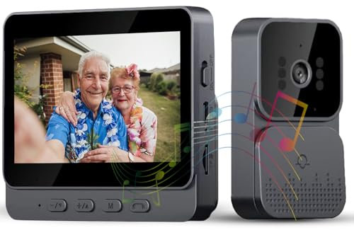 Zeerkeer Visiophone sans Fil 1080P avec écran IPS de 4.3 Sonnette sans Fil avec Camera Pas de WiFi Requis Audio Bidirectionnel la Fonction de Vision Nocturne Interphone Video sans Fil Caméra HD 120°