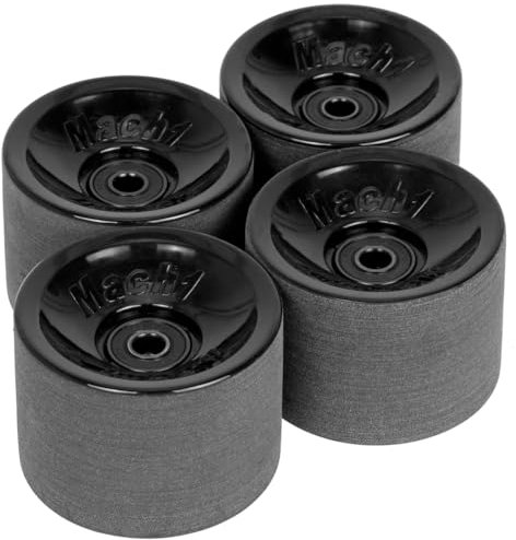 Mach1 4 Stück Longboard Rollen inkl. Keramik Kugellager und Spacer in schwarz - Größe 70x51 mm - Härtegrad 80A (Big Wheels)