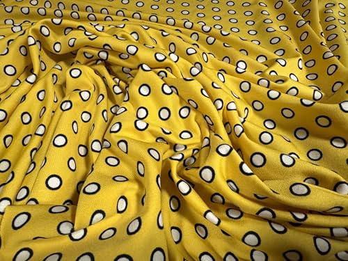 Stretch-Spandex-Stoff, Single-Jersey, Meterware, leuchtender Punkt-Druck, Gelb