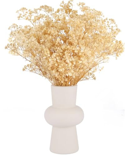 LAUMOE 42cm Schleierkraut Getrocknet Weiß, Trockenblumen Schleierkraut Trockenblumenstrauß 80g Getrocknetes Schleierkraut Beige 3000+ Knospen Für Hochzeit Wohnkultur Deko