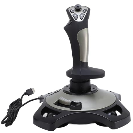 Garsent Stick di Volo, Joystick di Volo per PC, Controlli del Simulatore di Volo USB, Bastone da Gioco con Vibrazione e Farfalla, 12 Chiavi Programmabili, 4 Assi, Interruttore a 8 Vie