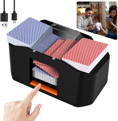 comeder Automatischer Kartenmischer, Kartenmischer mit wiederaufladbarem 2000-mAh-Akku für Kartenspiele, Texas Hold'em, Poker, Heimkartenspiele, Blackjack