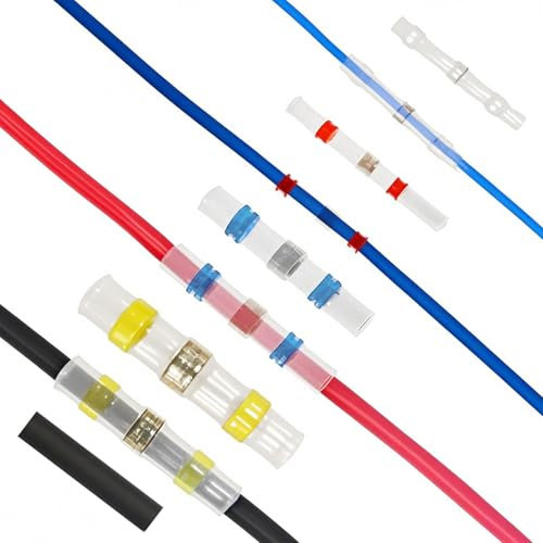 Solder Seal Wire Waterproof Heat Shrink Connectors(30+70pcs),Waterproof Heat Shrink Electrical Wire Butt Terminals Easy to Use,Durable,