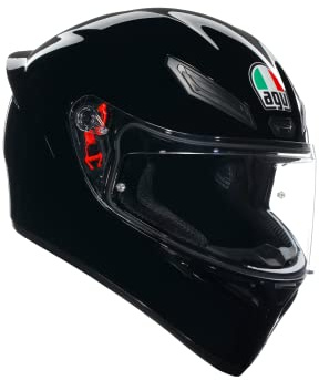 AGV - K1 S E2206 Motorrad Helm, Herren ECE Vollvisier Motorradhelm, Racing Style mit Aerodynamischem Spoiler, Kratzfestem Visier, 190° Sichtfeld, mit Intercom Ready, New model - Black, Large