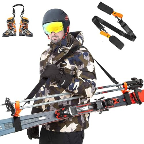 Skidremmar För Att Bära, Skidhållare Axelrem, Skidhållare, Bärande Skidhållare Nylon Justerbar Skidrem,Bekväm Axelskidhållare, Bärbart Band För Snowboards