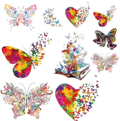 Bügelbilder für Textilien, 10 Stück, Vielseitige Motive für Kleidung und Accessoires, Einfach zu Bügeln, Ideal für DIY-Projekte und Reparaturen