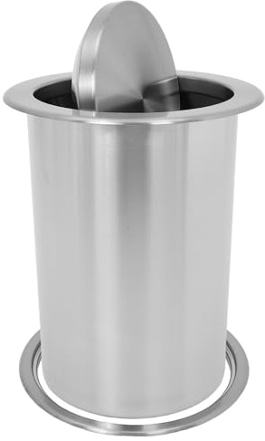 ARTSEWPLY Cubo de Basura Empotrado de Acero Inoxidable Plateado con Tapa Oscilante Diseño Compacto para Encimera Cierre Silencioso Adecuado para Cocina Oficina y Hogar 3 Piezas