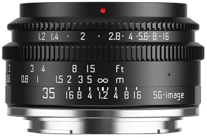 SG Image 35mm F1.2 Objektiv mit großer Blendenöffnung und manuellem Fokus, kompatibel mit Sony E, Nikon Z, Canon EOS M, EOS R, RF, L, Fuji X, M43 und MF.(M4/3)