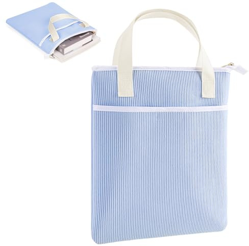 31 x 26 cm Pochette Livre Protege Cahier Livres Carnet de Sante Sacoche en Velours Côtelé avec Poche Supplémentaire Sac de Rangement Protège Cahiers Cadeau Anniversaire pour Amateurs de Lecture(Bleu)