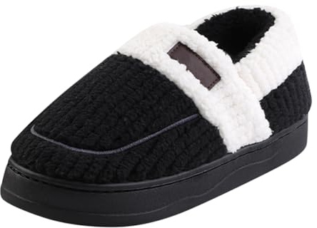 Tofflor herr stängda fodrade tofflor plysch vinter varma | Filttofflor män med halkfri sula vardaglig slip-on tofflor lätta stugskor för inomhus- och utomhusbruk