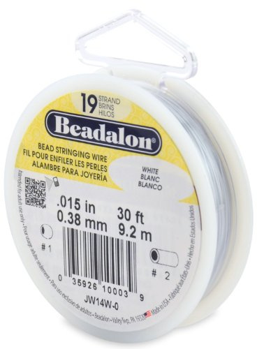 Beadalon Stringing Wire 19-Strand .015-Inch (.38-Millimeter) Diameter 30-Feet/Pkg, White