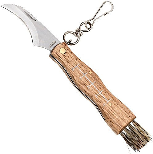Haller Pilzmesser Klingenlänge 55 mm rostfreier Stahl Bürste Griffbeschalung Zebraholz Art. 83284