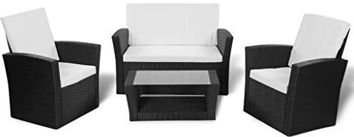 vidaXL Gartensofa 10-TLG. Poly Rattan Gartengarnitur Sitzgruppe Gartenmöbel