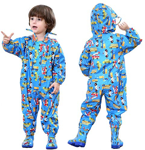 JinBei Fille Imperméables Garçon Combinaison de Pluie Enfants à Capuche Veste Pantalon Respirant Poncho Randonnée Manches Longues Imperméable Les Dessins Animés Vêtements Unisexe 1-10 Ans