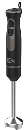 BLACK+DECKER BXHB800E - Mixeur plongeant 800W, régulateur de vitesse, turbo, lames en acier inoxydable, tige en inox démontable, design ergonomique, gobelet doseur 600ml