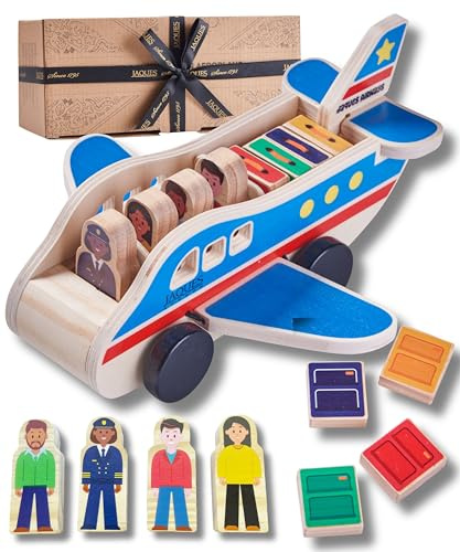 Jaques of London Wooden Aeroplane Toys | Toddler Toy Airplane with Passengers & Luggage | Wooden Toys for 2 Year Olds | Since 1795