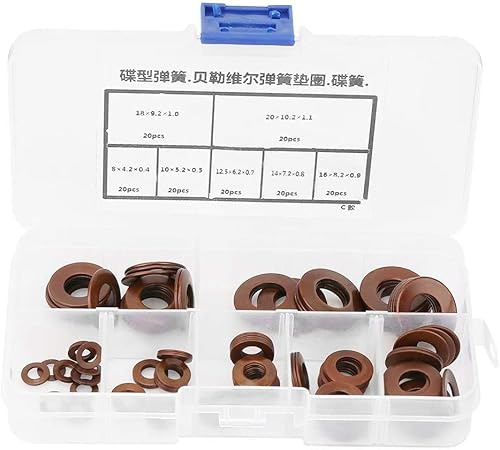 VRONO Gasket kit,Gasket Ring,Flat Washer,Washers Kit,Washer Spacer7 Sizes Belleville Compression Spring,Disc Washer Gasket Disc Spring, Gasket Retaining Ring
