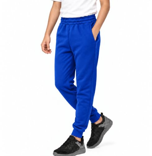KHIM Joggingbyxa träningsoverall underdel byxa barn unisex flickor pojkar träningskläder, Kungsblå, 11-12 Years