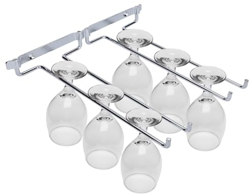 Hapivida 10 Inch Wine Glass Rack, Cup Wall Mounted Stemware Under Cabinet Wire Wine Decor Rack Hanging Stemware Holder Kitchen Shelves for Home Bar