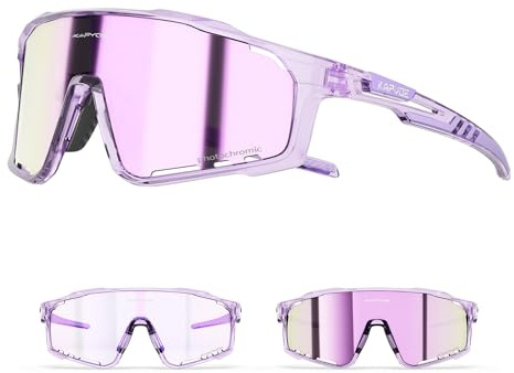 KAPVOE Photochromic Cycling Glasses for Men Women Sports Sunglasses Frame Discoloration HD Bike Glasses K76