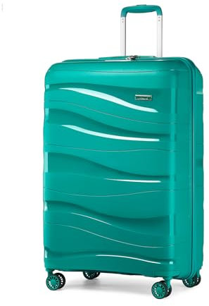 KONO Koffer Trolley 55cm Reisekoffer Leicht Hartschalenkoffer mit TSA Schloss Zwillingsrollen Rollkoffer 4 Rollen (Türkis)