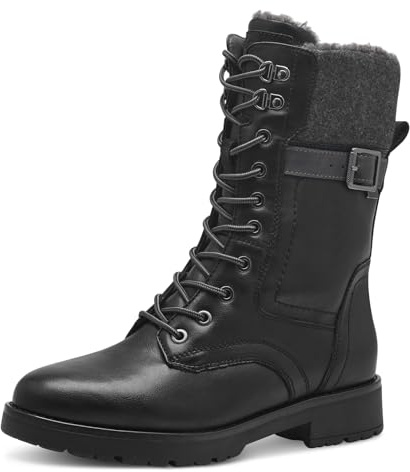 Jana bottines hiver femme à lacets avec boucle vegan, Black, 41 EU